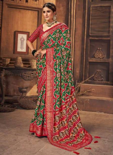 Red Colour SHUBH SHREE KESARIYA 3 Fancy Festive Wear Heavy Tusser silk Saree Collection 3004